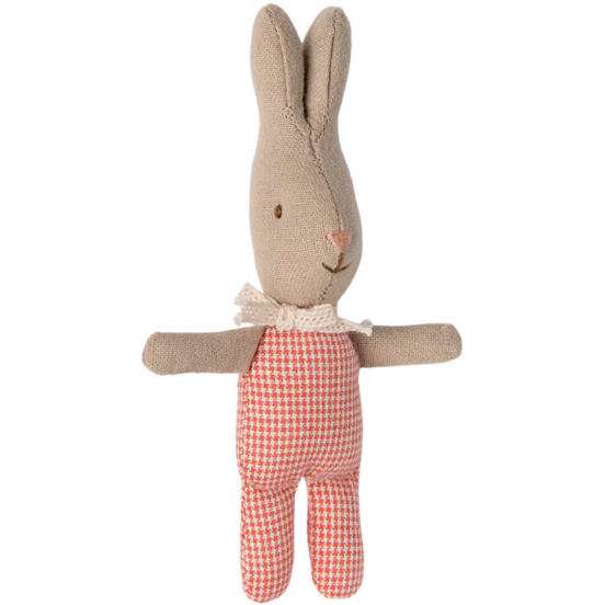 maileg knuffelkonijn - my - red check - 11 cm
