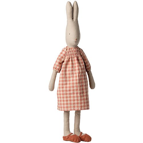 maileg knuffelkonijn geruite jurk - maat 5 - 75 cm