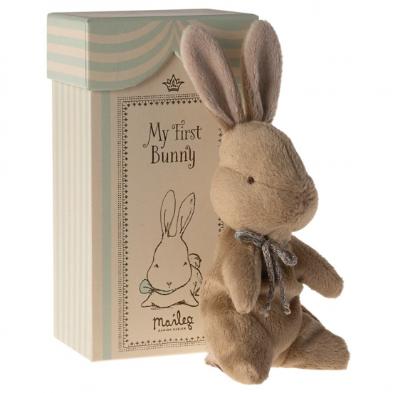 maileg knuffelkonijn my first bunny  - brown - 19 cm