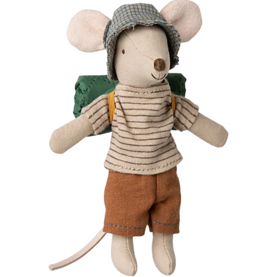 maileg knuffelmuis grote broer met magneten - dunne strepen - 13 cm