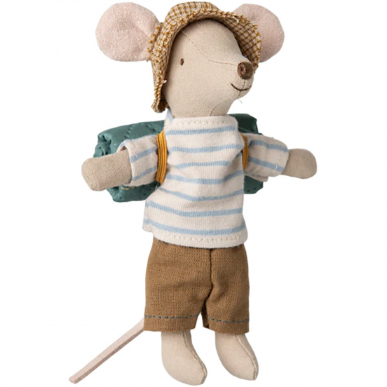 maileg knuffelmuis grote broer met magneten - strepen - 13 cm