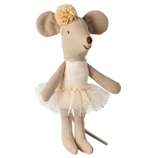 maileg knuffelmuis kleine zus ballerina - off white - 11 cm