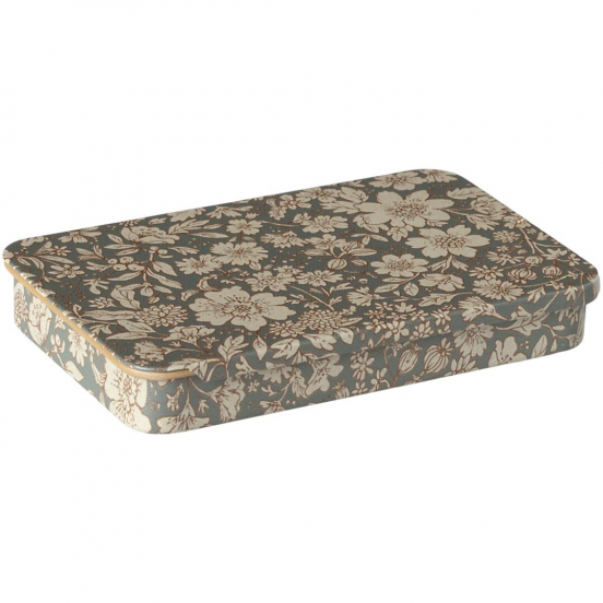 maileg metalen doos met schuifdeksel - blue blossom