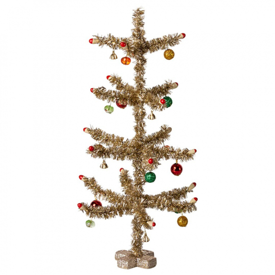 maileg maison de poupée sapin de noël doré avec décorations – 25 cm