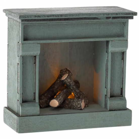 maileg poppenhuis open haard muis - blue