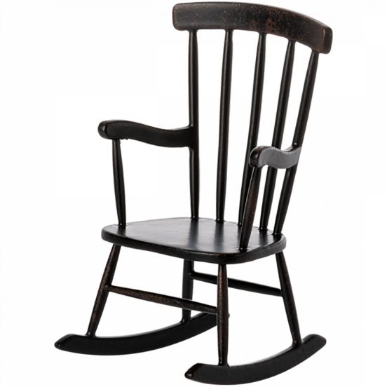 maileg poppenhuis schommelstoel - antraciet - 13 cm