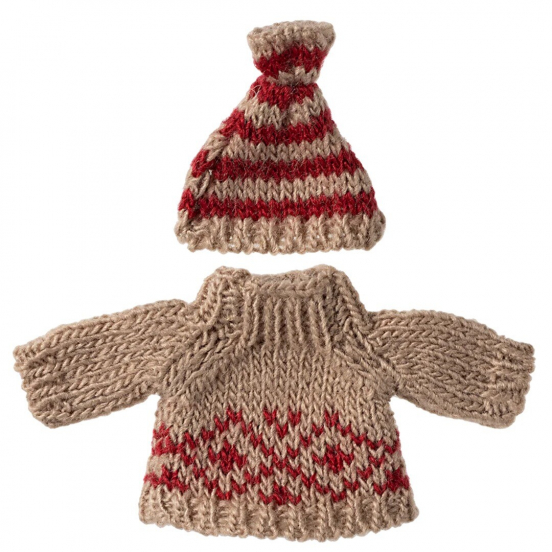 maileg poppenkleding moedermuis - gebreide trui en muts