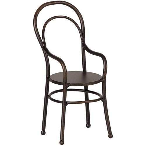 maileg poppenhuis stoel vintage - antraciet - 13 cm