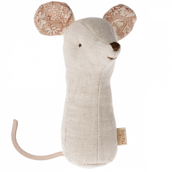 maileg rammelaar lullaby friends - muis nature - 15 cm
