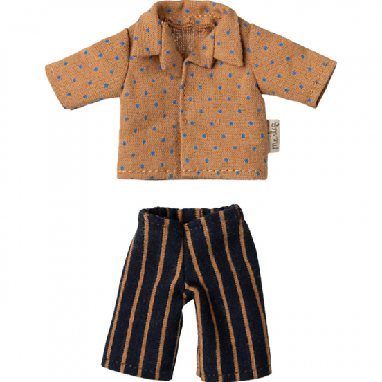 maileg poppenkleding vader - shirt en gestreepte broek - 15 cm