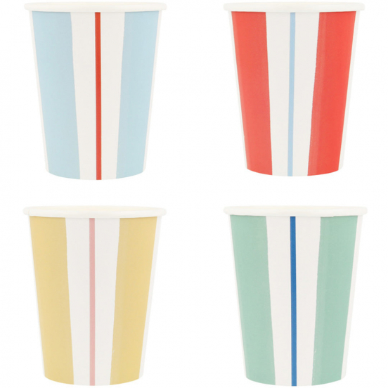 meri meri bekers preppy stripe - 8st