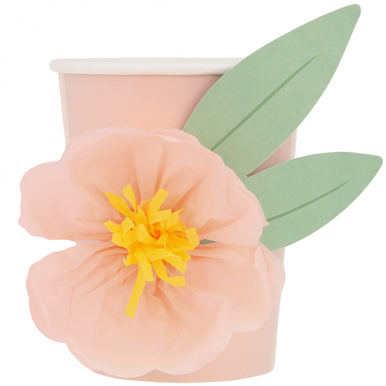 meri meri bekers roze bloem – 8st