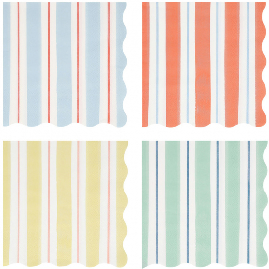 meri meri servetten preppy stripe - large - 16st