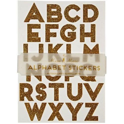 meri meri stickers alfabet - glitter goud