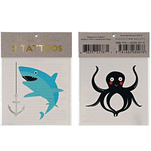 meri meri tattoos octopus & haai
