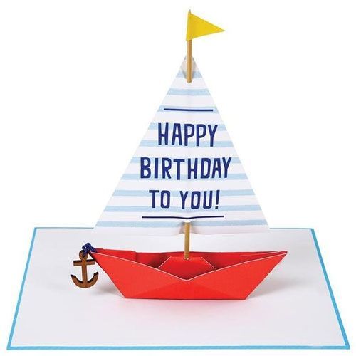 meri meri verjaardagskaart zeilboot met ankertje