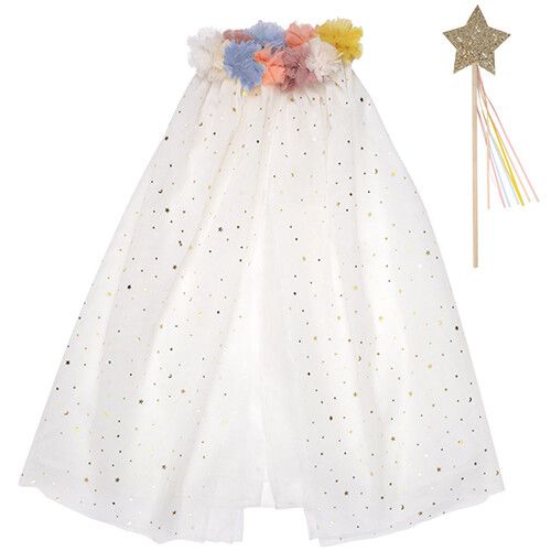 meri meri verkleedkleding pompom cape met staf 