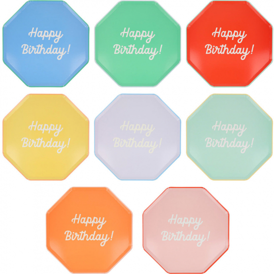 meri meri borden happy birthday - large - 8st