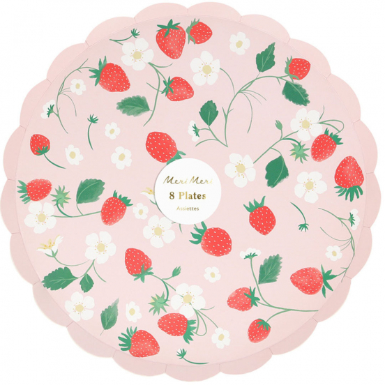 meri meri borden strawberry - small - 8st