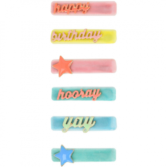 meri meri haarclips verjaardag - 6st