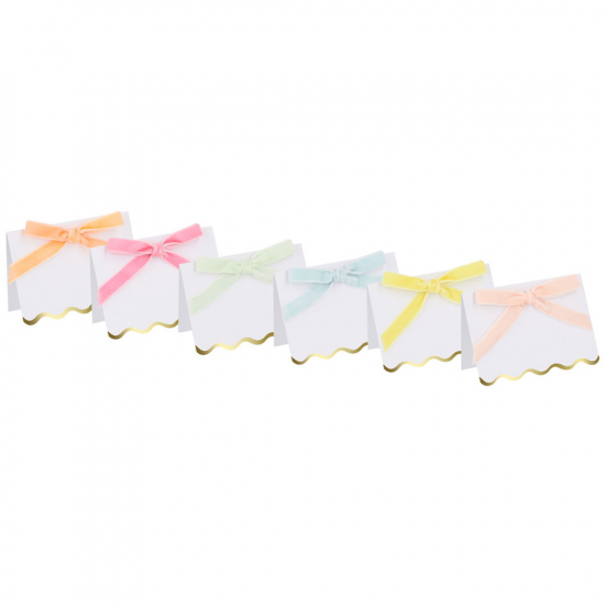 meri meri plaatskaarten pastel velvet bow - 6st