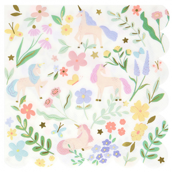 meri meri servetten meadow unicorns - large - 16st