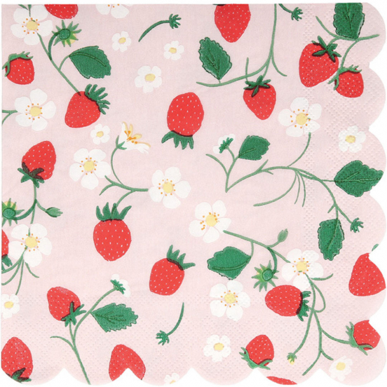 meri meri servetten strawberry - large - 16st