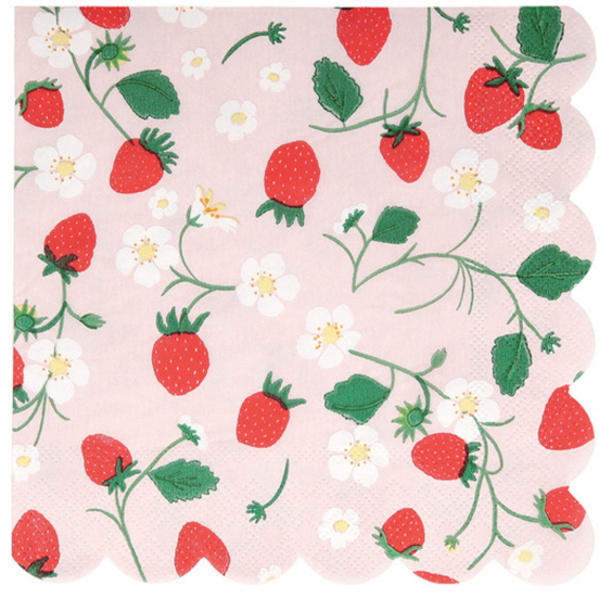 meri meri servetten strawberry - small - 16st