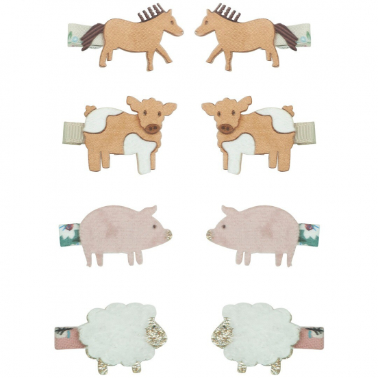 mimi & lula haarclipjes mini farm animal - 8st
