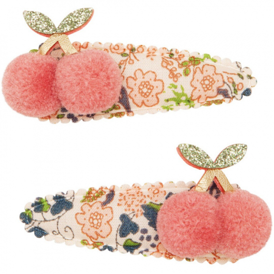 mimi & lula haarspeldjes floral pom pom cherries - 2st 