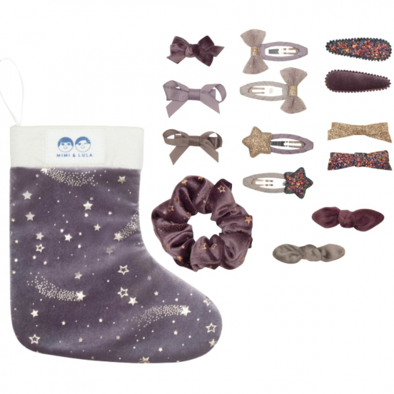 mimi & lula kerstsok haaraccessoires - lilac - 14st