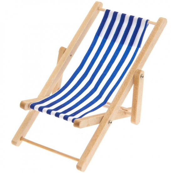 miniatuur strandstoel - blauw - 11 cm