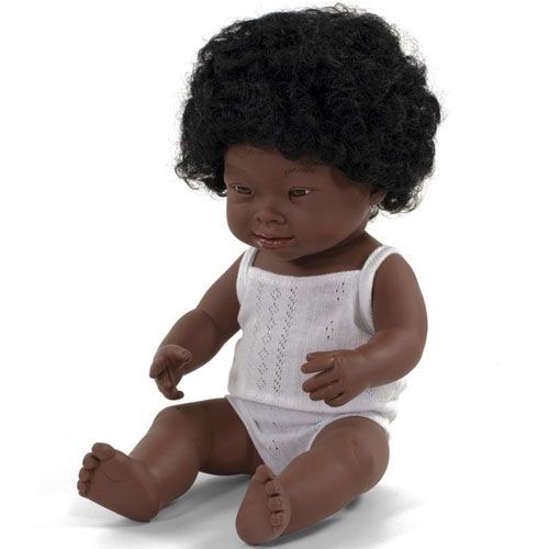 miniland babypop afrikaans meisje met het down syndroom - 38 cm