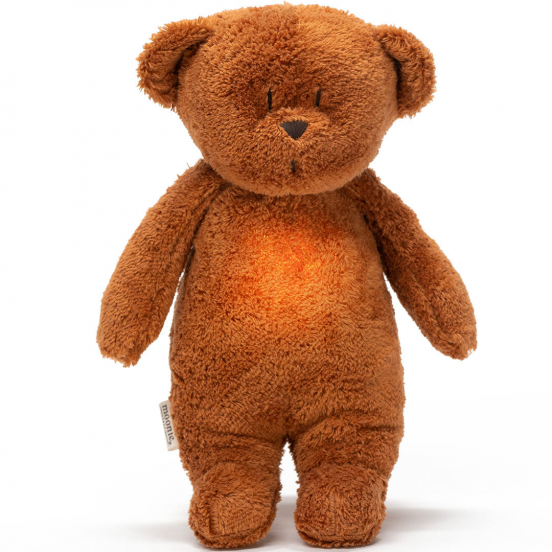 moonie 2.0 next gen knuffelbeer met nachtlamp en geluid – caramel natur – 28 cm