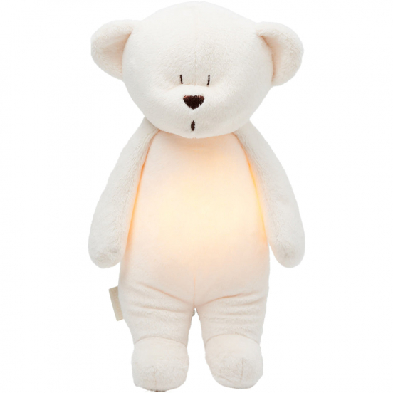 moonie 2.0 next gen knuffelbeer met nachtlamp en geluid - cream - 28 cm