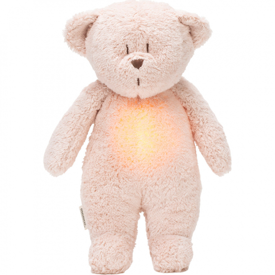 moonie 2.0 next gen knuffelbeer met nachtlamp en geluid - rose natur - 28 cm