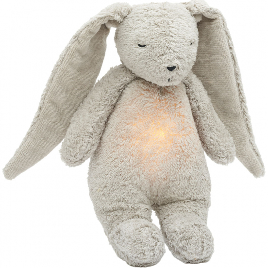 moonie 2.0 next gen knuffelkonijn met nachtlamp en geluid - gray natur - 28 cm