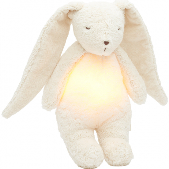 moonie 2.0 next gen knuffelkonijn met nachtlamp en geluid - polar natur - 28 cm