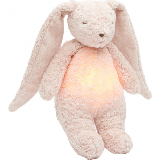 moonie 2.0 next gen knuffelkonijn met nachtlamp en geluid - rose natur - 28 cm