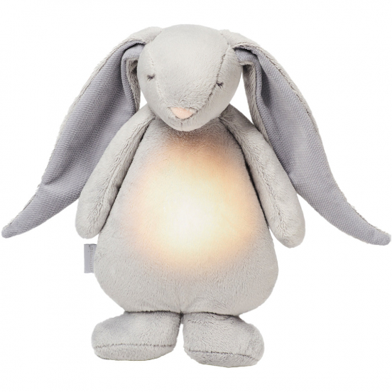 moonie 2.0 next gen knuffelkonijn met nachtlamp en geluid - silver - 28 cm
