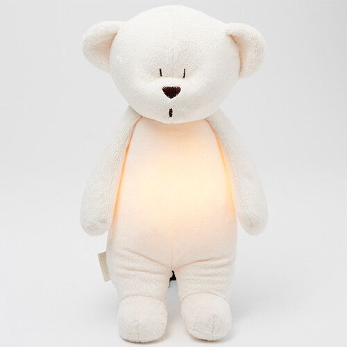 moonie knuffelbeer met nachtlamp en geluid - cream - 28 cm