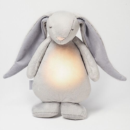 moonie knuffelkonijn met nachtlamp en geluid - silver - 28 cm