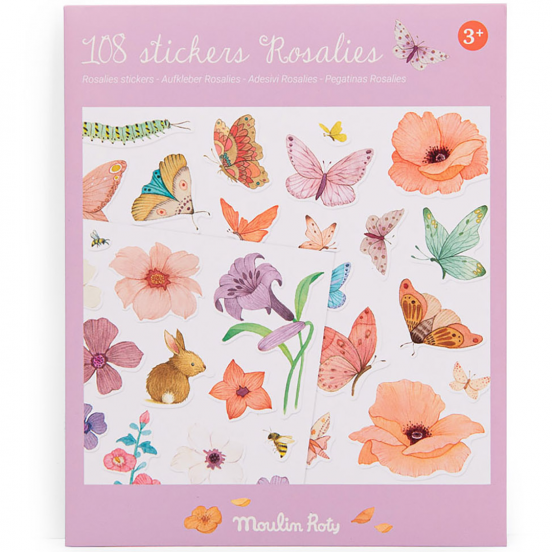 moulin roty stickers repositionnalbes les rosalies - 108pcs