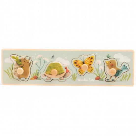 moulin roty knoppuzzel dieren trois petits lapins - 4st