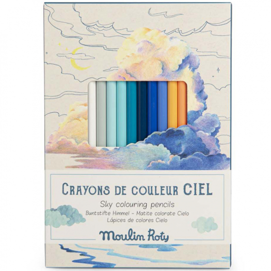 moulin roty kleurpotloden le jardin - blauw - 12st