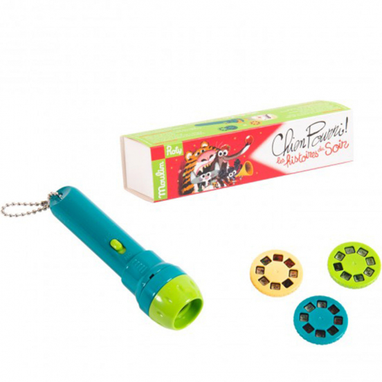 moulin roty projector bedtijdverhalen stinkhond - blauw