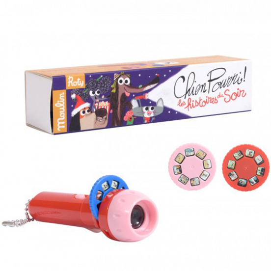 moulin roty projector bedtijdverhalen stinkhond - rood