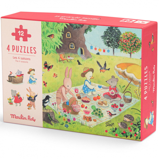 moulin roty puzzels seizoenen - la grande famille - 4x12st
