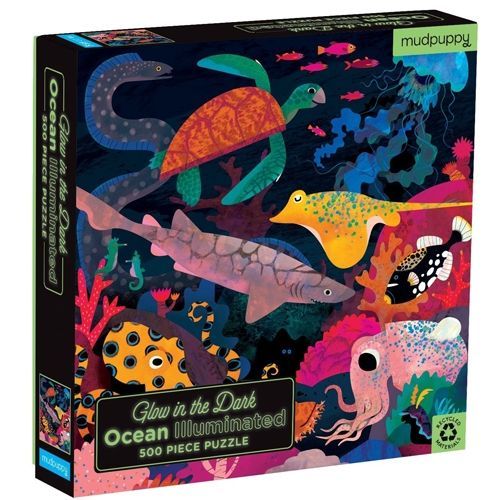mudpuppy puzzel glow in the dark - zeedieren - 500st