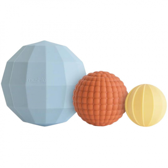 mushie sensorische ballen powder blue - 3st